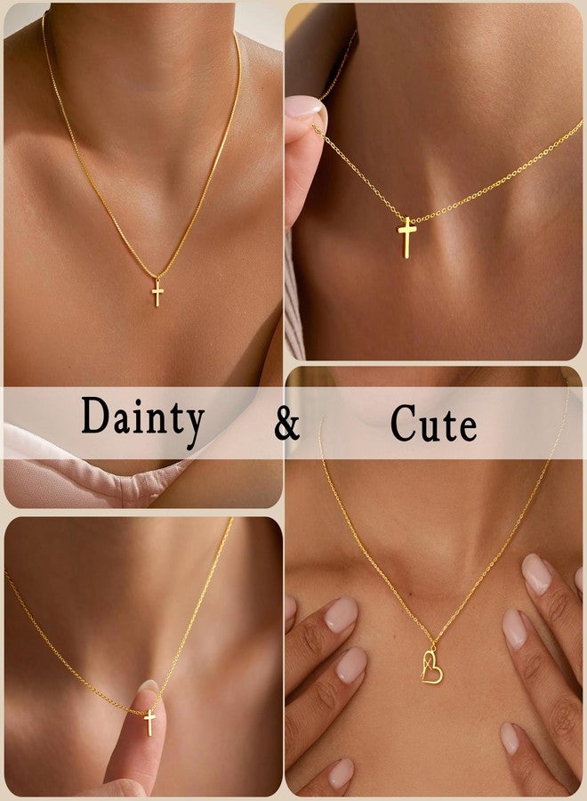 Yoosteel Cross Necklace for Women - Dainty Simple Tiny Cross Pendant Choker Necklaces Cute Chain Necklace 14K-Gold-Plated Baptism Religious Jewelry Gift - Image 4